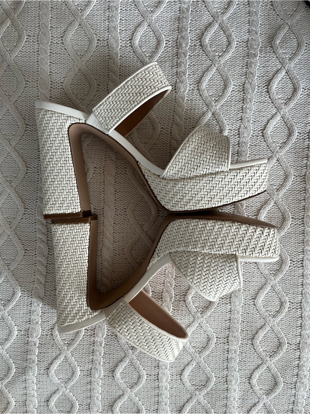 Steve Madden “Stance” Cream Woven Slip On Platform Sandal Various Sizes - Picture 11 of 14